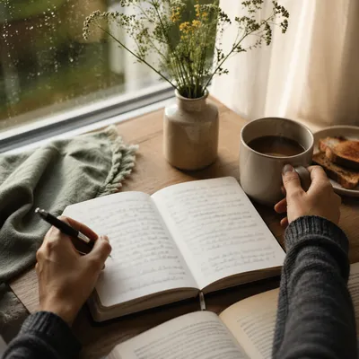 Quiet Morning Journal and Coffee Table