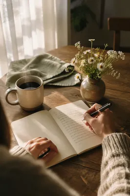 Quiet Morning Coffee Journaling by Window