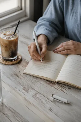Quiet Morning Journaling with Iced Coffee