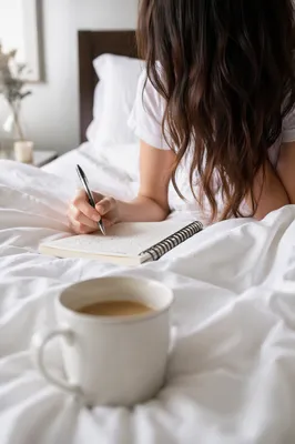 Peaceful Morning Journaling with Coffee in Bed