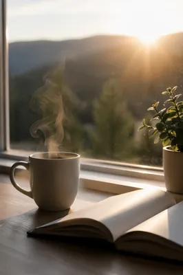Quiet Morning Coffee and Journal by Window