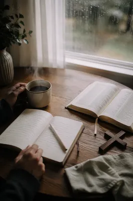 Quiet Morning Journaling with Coffee and Bible