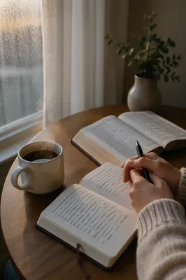 Hands Writing Beside Morning Coffee