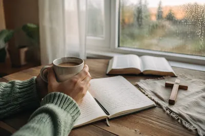 Morning Coffee and Journal by Window
