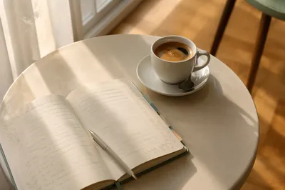 Quiet Morning Journal and Coffee Table