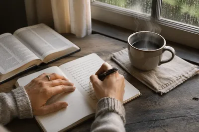 Morning Journaling with Coffee by Window