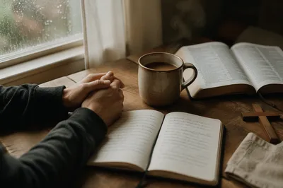 Quiet Morning Journaling with Coffee and Bible