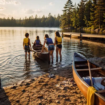 Kids Summer Camp Canoe at Lakeshore