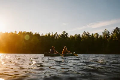 Kids Summer Camp Canoe on Quiet Lake