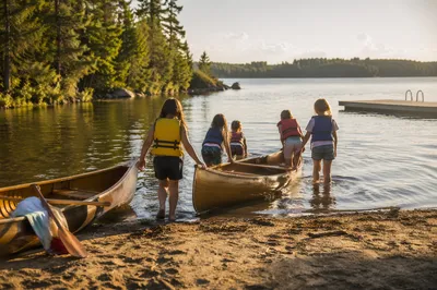 Kids Summer Camp Canoe at Lake