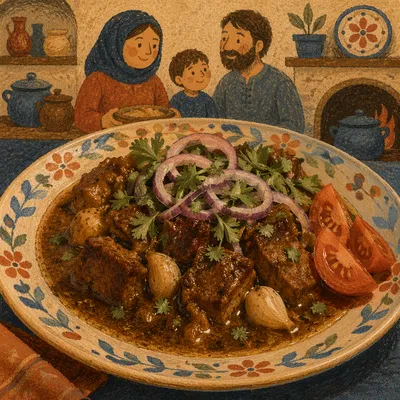 Cozy Family Dinner Stew at Kitchen Table