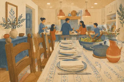 Warm Family Dinner Table at Home