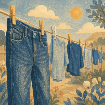 Sunlit Backyard Laundry on Clothesline