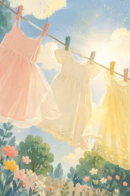 Sunlit Pastel Laundry on Backyard Clothesline