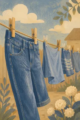 Sunlit Backyard Laundry on Clothesline