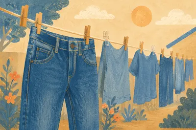 Sunlit Backyard Laundry on Clothesline