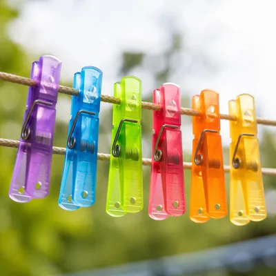 Sunny Backyard Clothespins on Laundry Line