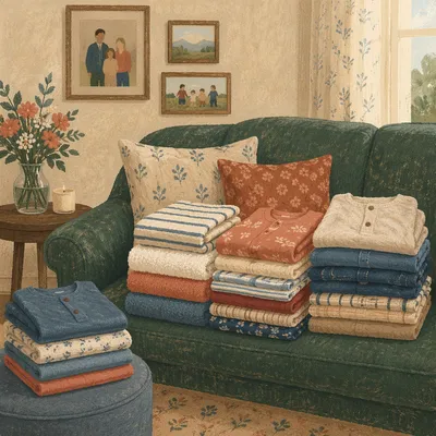 Freshly Folded Laundry in Cozy Home Nook