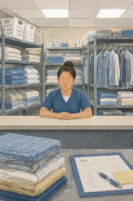 Clean Folded Clothes in Neighborhood Laundry Room