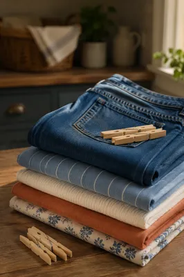 Fresh Folded Laundry in Calm Home Space