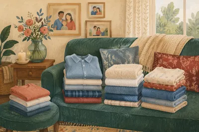 Freshly Folded Laundry in Cozy Home Nook