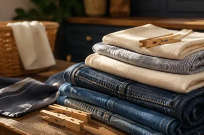 Fresh Folded Laundry in Cozy Home