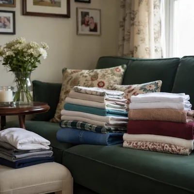Freshly Folded Laundry in Cozy Home Nook