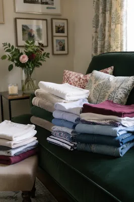 Freshly Folded Laundry in Cozy Home Nook