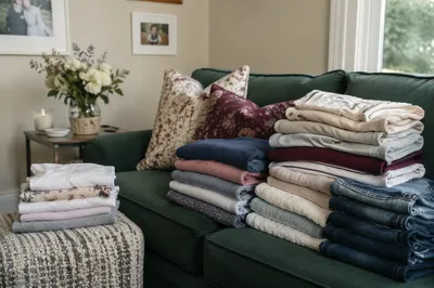 Freshly Folded Laundry in Cozy Home Nook