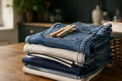 Fresh Folded Laundry on Home Counter