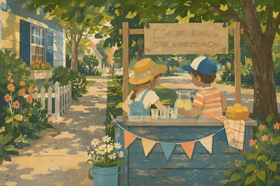 Children at Summer Lemonade Stand