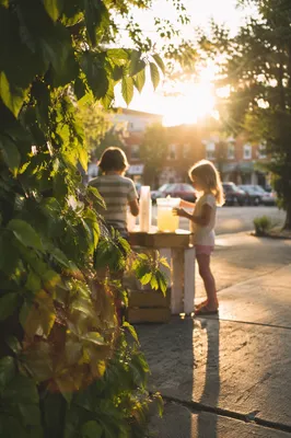 Children at Lemonade Stand Summer Sidewalk