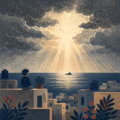 Hopeful Sunlight Breaking Through Storm Clouds