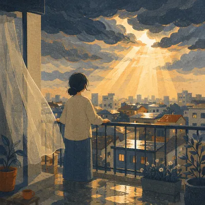 Hopeful Sunlight Breaking Through Storm Clouds