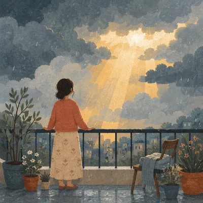 Hopeful Sunlight Breaking Through Storm Clouds