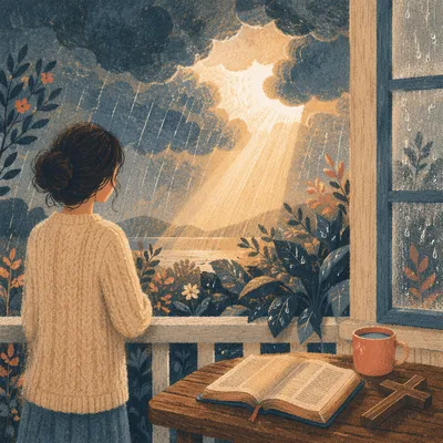 Sunlight Through Storm Clouds on Prayer Porch