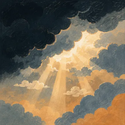 Hopeful Sunlight Through Dark Storm Clouds