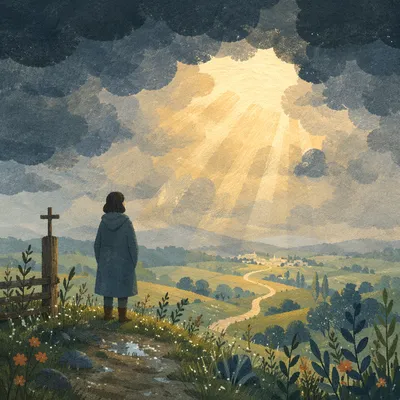 Hopeful Sunlight Breaking Through Storm Clouds