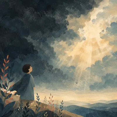 Hopeful Sunlight Breaking Through Storm Clouds