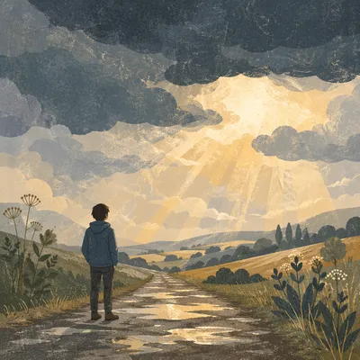 Hopeful Sunlight Through Storm Clouds