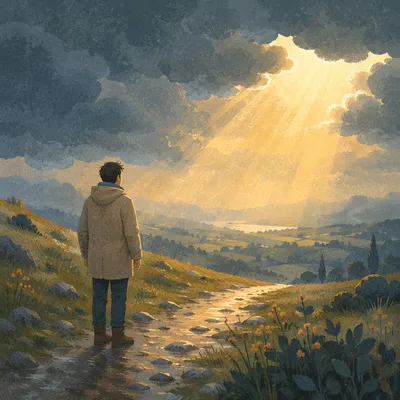 Golden Light Breaking Through Storm Clouds