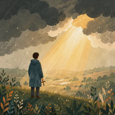 Golden Light Through Storm Clouds