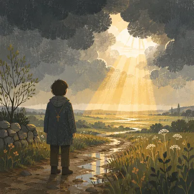Golden Light Through Storm Clouds