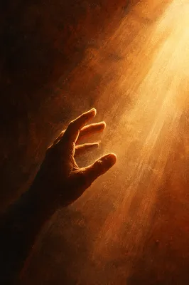 Hand Reaching Toward Hopeful Golden Light