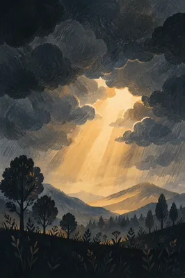 Golden Light Breaking Through Storm Clouds