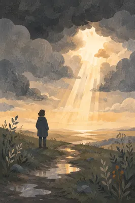 Hope Through Dark Clouds on Hill