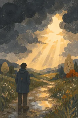 Hopeful Sunlight Breaking Through Storm Clouds