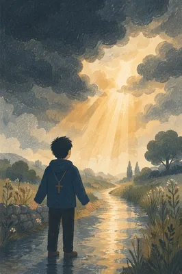 Hopeful Sunlight Breaking Through Storm Clouds