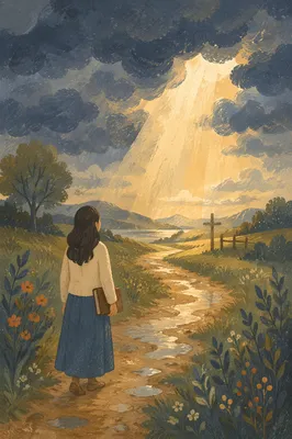 Hopeful Countryside After Storm With Golden Light