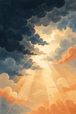 Hopeful Sunlight Breaking Through Dark Clouds